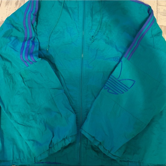 Vintage Adidas Windbreaker Men’s L Teal/Royal Blue - Picture 5 of 16